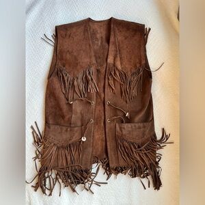 Vintage Pioneer Wear Suede Fringe Western Vest - Albuquerque USA